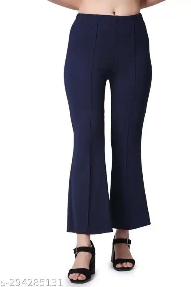 Cotton Lycra Trouser for Women (Navy Blue, 30)