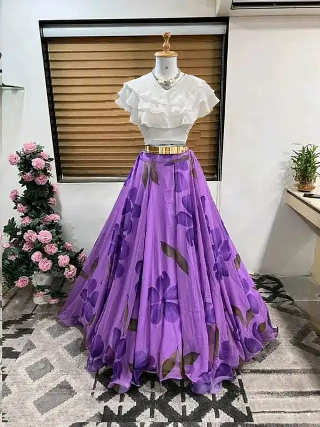 Ready to Wear Lehenga Choli for Women (Purple, XS)