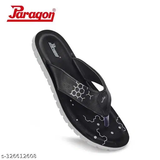 Paragon PU Flip-flops for Men (Black, 6) Pack of 2