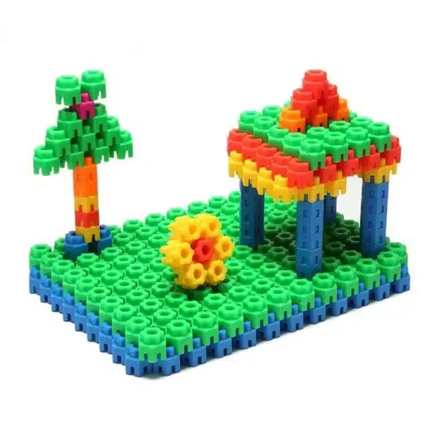 Plastic Educational Hexagonal 100 Pcs Building Blocks Toy Set for Kids, Multicolor