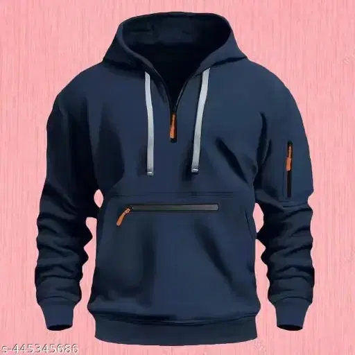 Fleece Hoodie for Men (Blue, M)