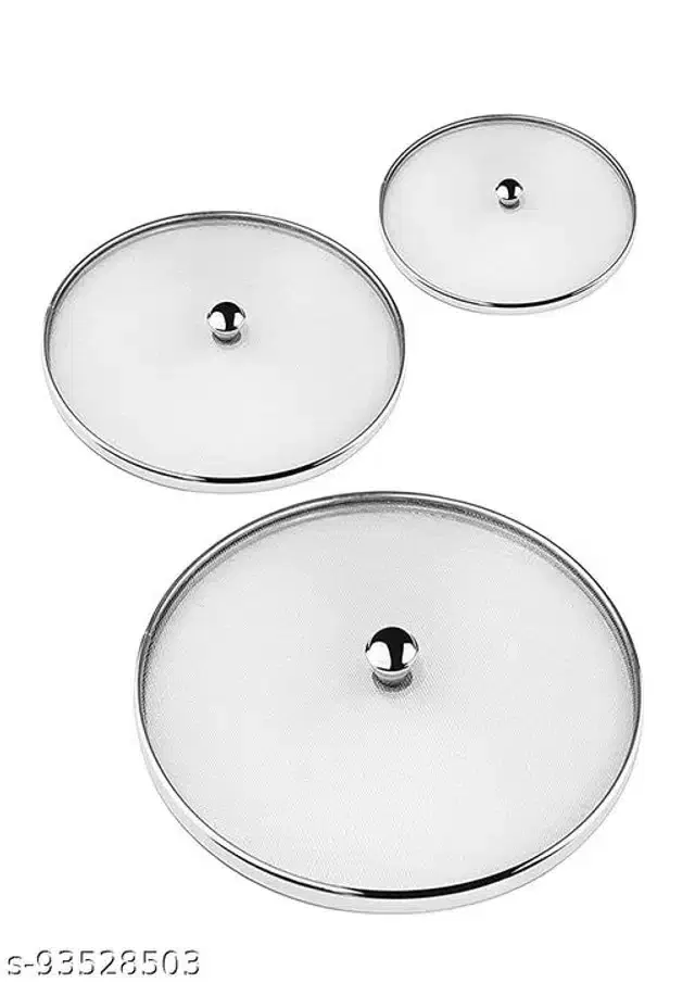 Stainless Steel Net Lids, Silver, Set of 3