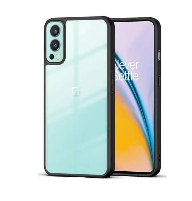 Aramid Fiber Transparent Hybrid Hard Bumper Mobile Back Cover for OnePlus Nord 2 5G, Black
