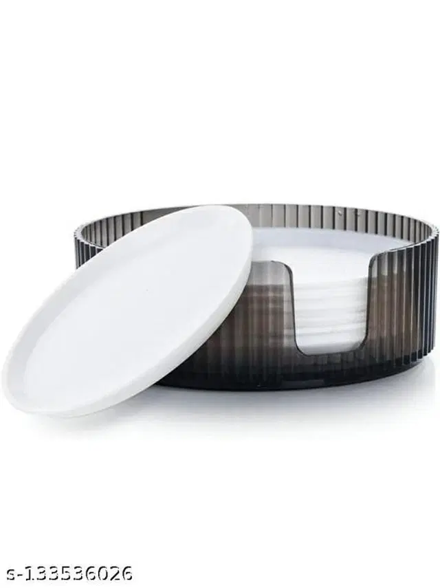 Plastic Tea Coaster, White, Pack of 6