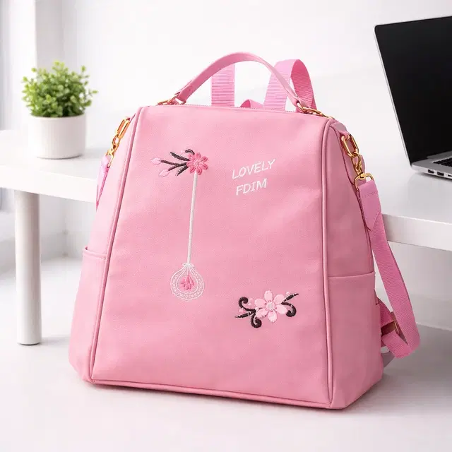 PU Leather Backpack for Women & Girls, Pink (9.6 Ltr)