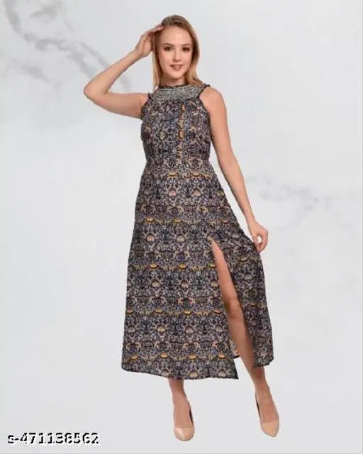 Long Dress for Women (Grey, S)