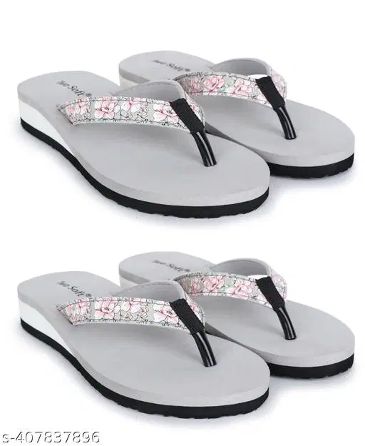 EVA Flip-flops for Women (Grey, 4) Pack of 2