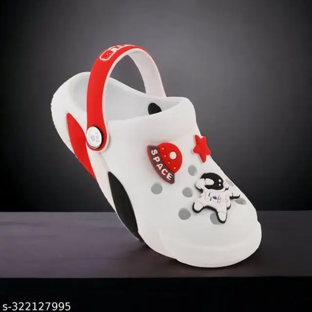 Clogs for Kids (White & Red, 2.5-3 Years)