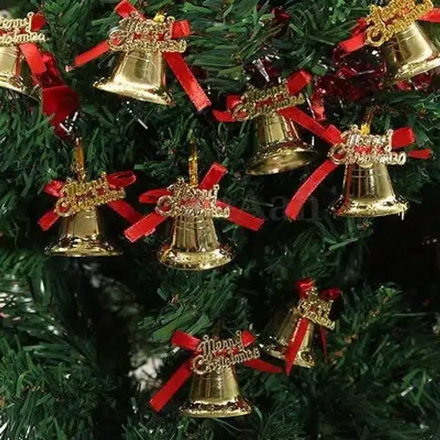 Christmas Decoration Bells, Multicolor, Pack of 12