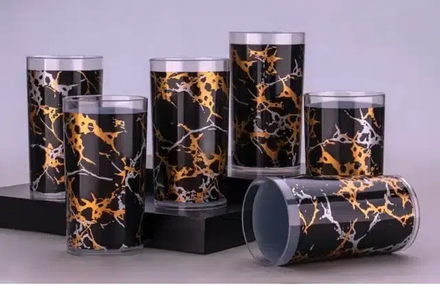 Water & Juice Glasses, Pack of 6, Black