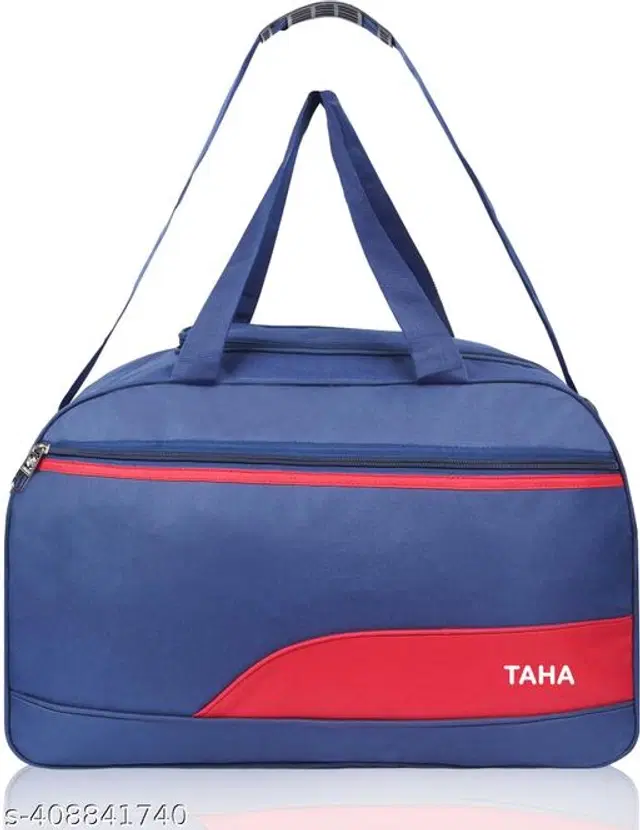 Polyester Duffel Bags, Navy Blue & Red