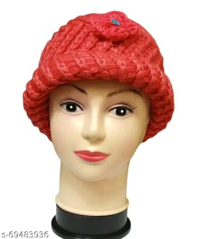 Woolen Cap for Women (Red)