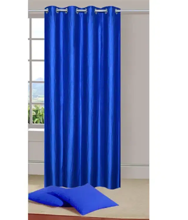 Polyester Solid Door & Window Curtains, Blue, 5 feet