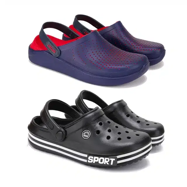 Combo of Clogs for Men, Pack of 2 (Multicolor, 8)
