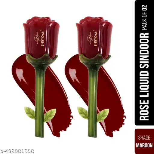 Shryoan Rose Liquid Smudge Proof & Waterproof Maroon Sindoor | Full Coverage, Natural Finish, Paraben-Free For Bridal | Travel Size (Maroon, Pack Of 2)