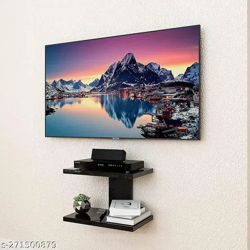 Wooden Double Layer Wall Shelves For Home, Brown