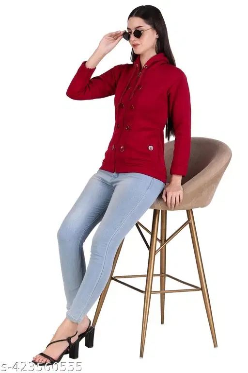 Polyester Sweater for Women (Maroon, M)