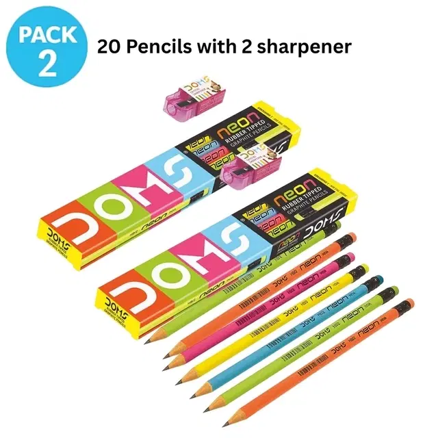 Doms Super Dark Neon 20 Pencils (Pack of 2)