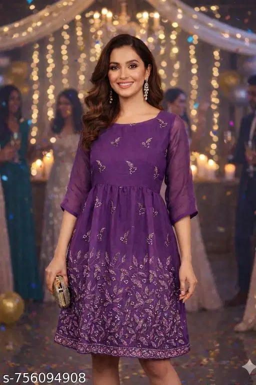Party Wear One Piece for Women (Purple, XS)