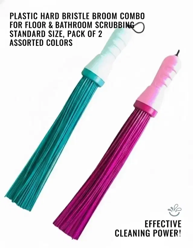 Shagun Plastic Hard Bristle Broom, Pack of 2
