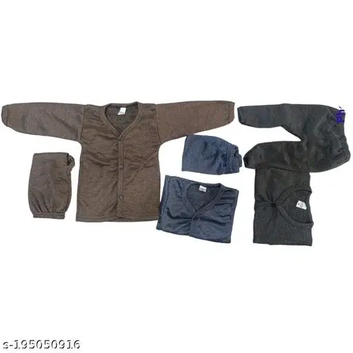 Woolen Thermal Set for Kids, Set of 3 (Multicolor, 12-18 Months)