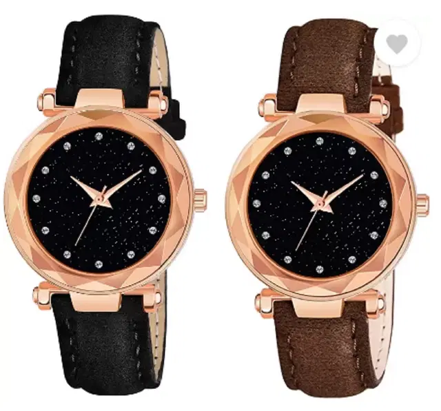 Analog Watch for Women & Girls, Pack of 2 (Multicolor)