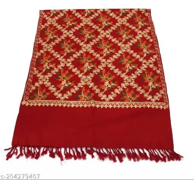 Woolen Shawl for Women (Maroon, 2 m)