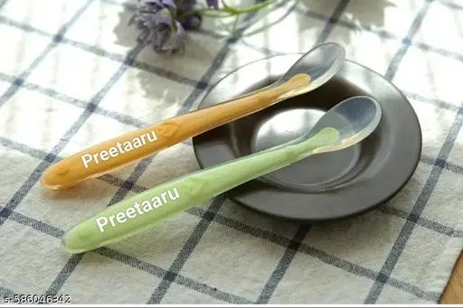 Preetaaru (Pack Of 2) Baby Soft Silicone Feeding Spoon For Kids