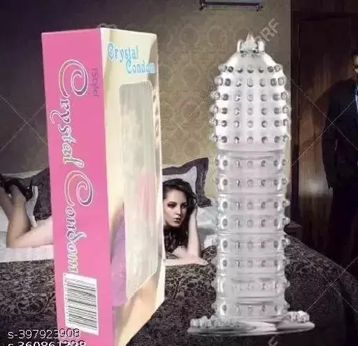 A R Silicone Crystal Dotted Condom for Men, Transparent