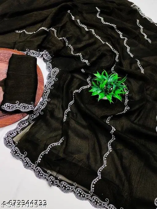 Jimmy Choo Embellished Saree For Women, Black