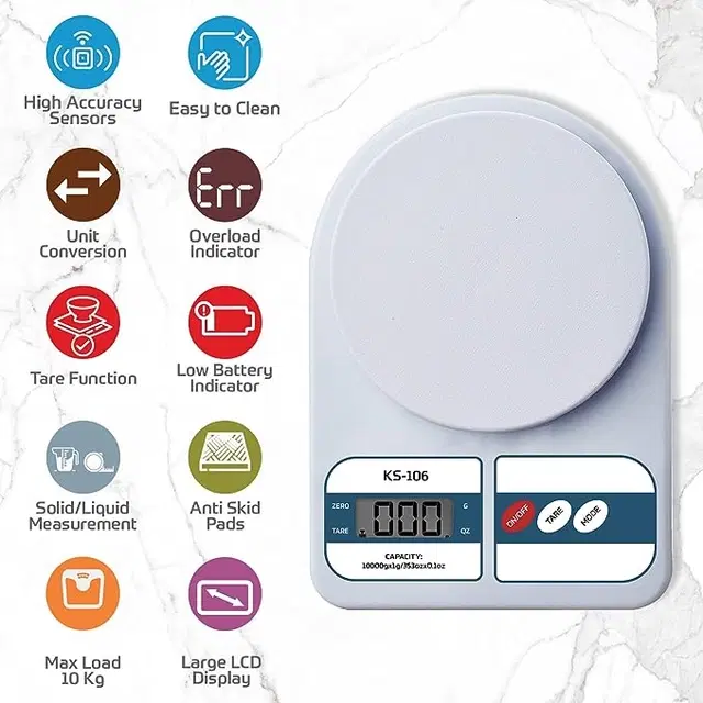 Digital Kitchen Weight Machine, White