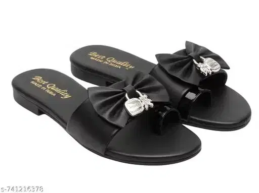 PVC Flats for Women (Black, 4)