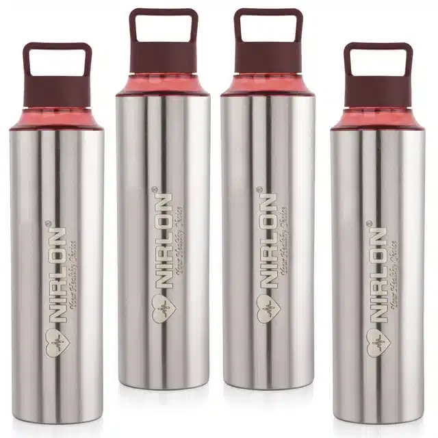 Stainless Steel Insulated Single Wall Water Bottle, Pack of 4, Silver, 900 ml