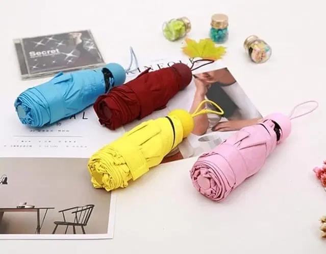 Foldable Mini Umbrella with Capsule Shaped Case, Assorted, Pack of 1