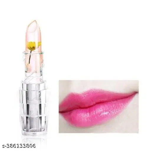 Professional Waterproof Moisturizing Flower Crystal Lipstick Jelly Flower Transparent Color Changing Lip Balm Lipstick For Girls & Women Red Flower