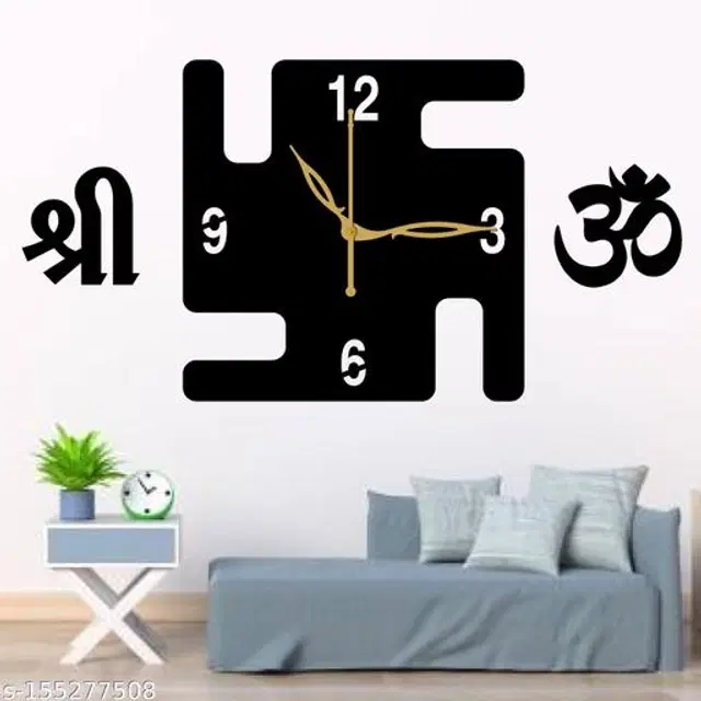 Wooden Wall Clock for Home, Black