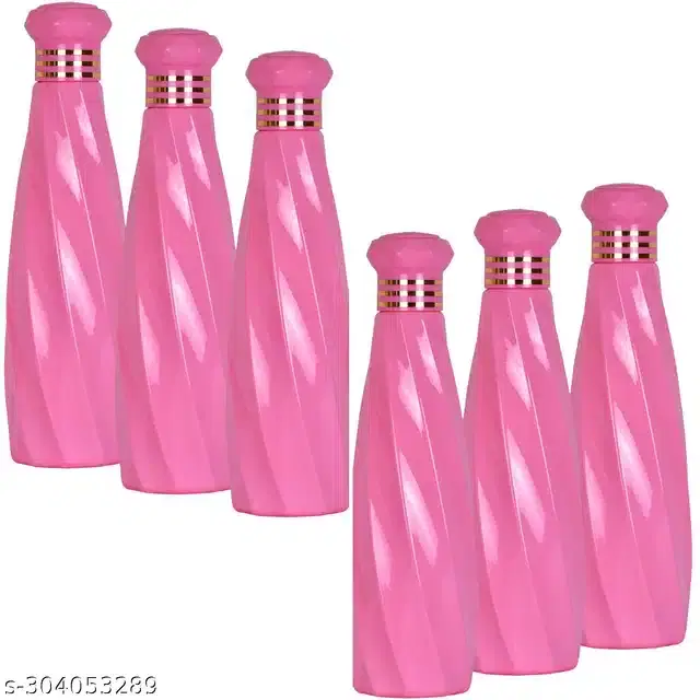 Plastic Water Bottles Set, Pack of 6, Pink, 1000 ml