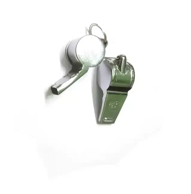 Metal Police & Sports Whistle, Silver, Pack of 2