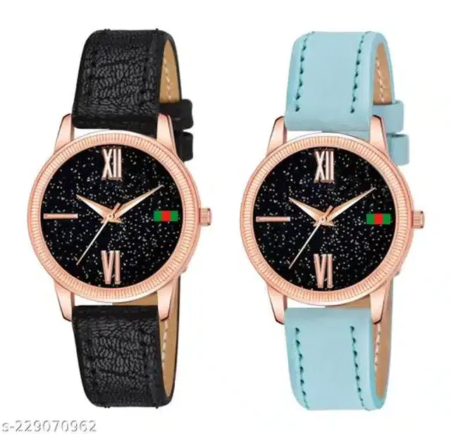 Analog Watch for Women, Pack of 2 (Multicolor)