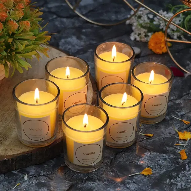Floish Decor Premium Scented Votive Glass Candles, Pack of 6