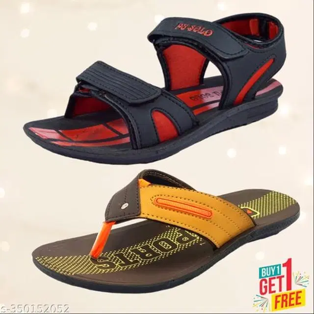 Sandal with Flipflop for Men, Pack of 2 (Multicolor, 6)