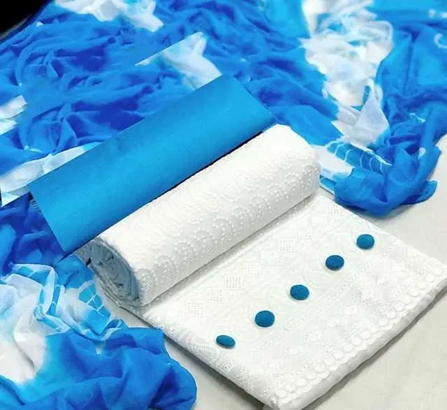 Women's Unstiched Dress Material Suit (Blue) (VK-51)