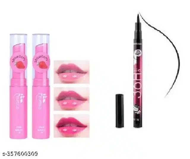 Pink Magic Lip Balm, 2 Pcs with Eye Liner, Set of 2