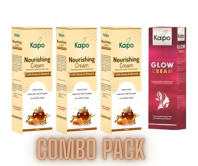Combo of 3 Pcs Kaipo Honey Almond Nourishing Cream, 50 g with Kaipo Glow Cream, 50 g, Set of 2