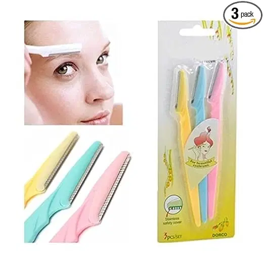 Plastic Face Hair Removal Razor for Women, Multicolor, Pack of 3