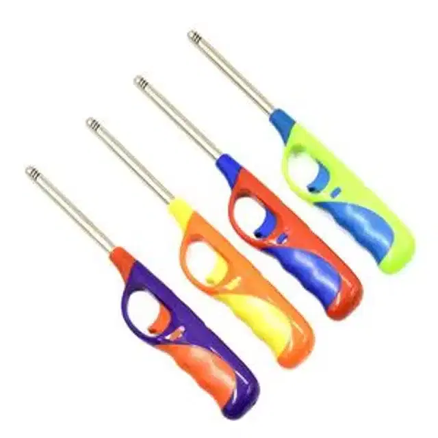 Stainless Steel Refillable Gas Lighter, Multicolor, Pack of 4