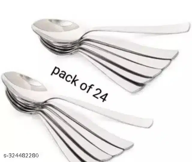 Stainless Steel Spoons, Silver, Pack of 24