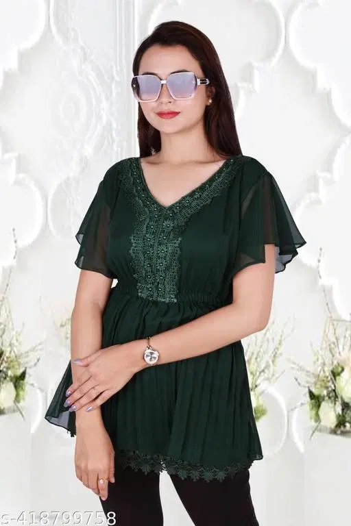 Short Western Dress for Women (Green, XS)