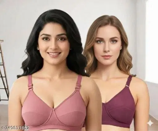 Cotton Bra for Women, Pack of 3 (Pink, 38B)