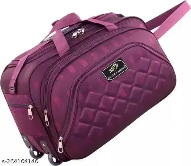 Polyester Strolley Duffel Bag, Purple, 62 L